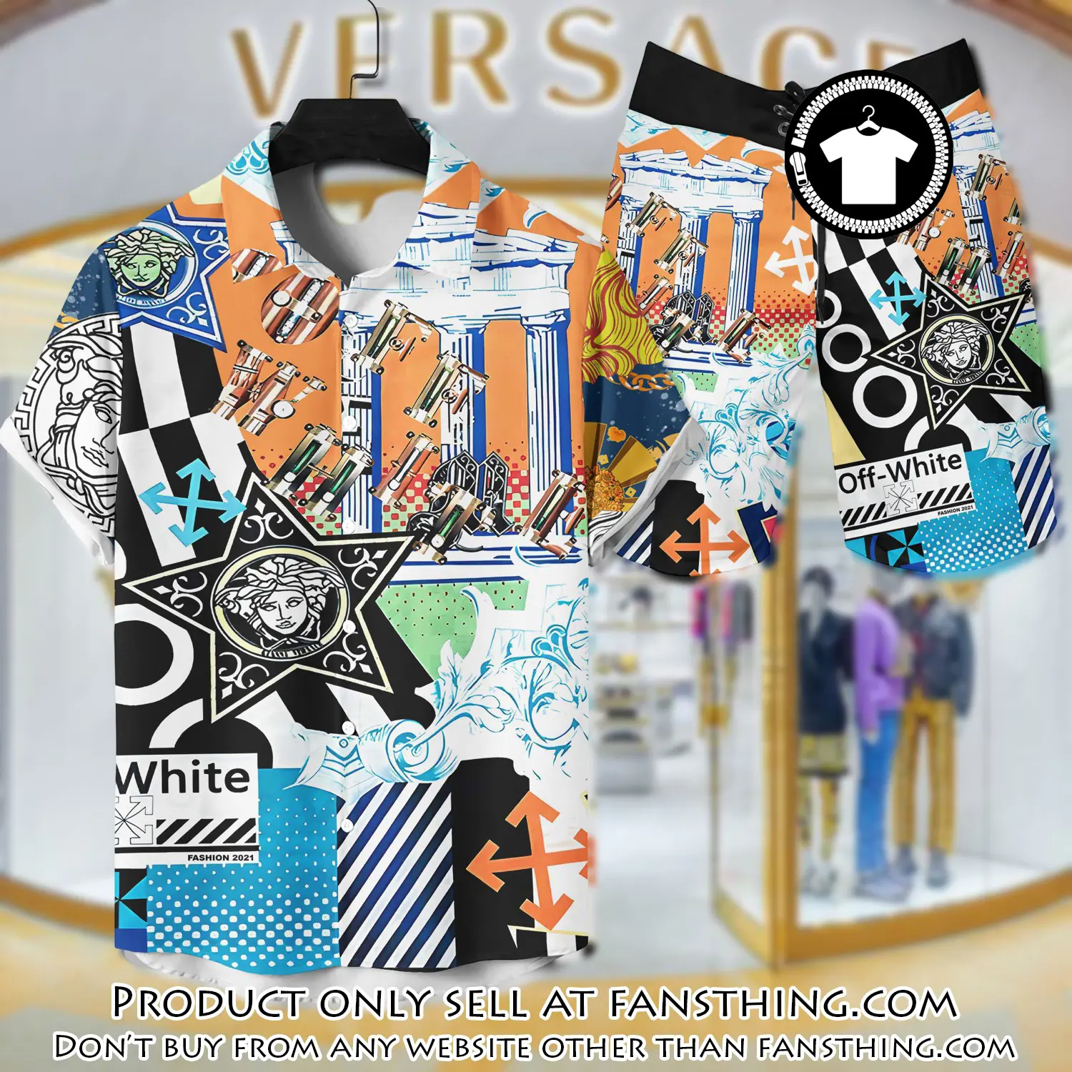 Versace luxury hawaiian shirt & short set lhs1209 fst5116896